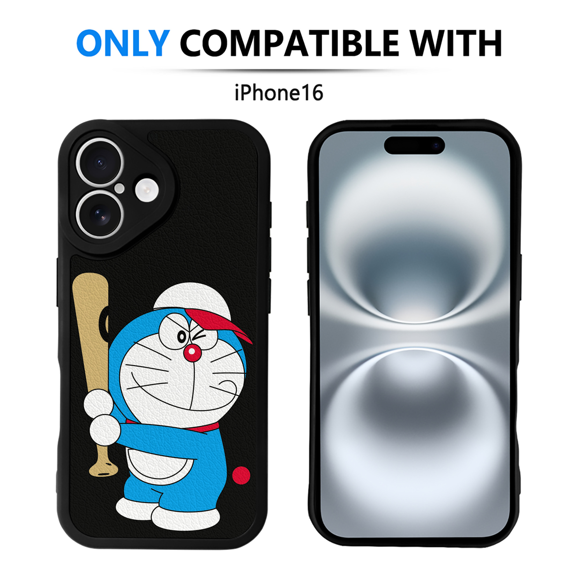 （画像用） ドラえもん Doraemon 【iPhone 16シリーズ対応】シリコンスマホケース（レザー調） 材質：シリコン